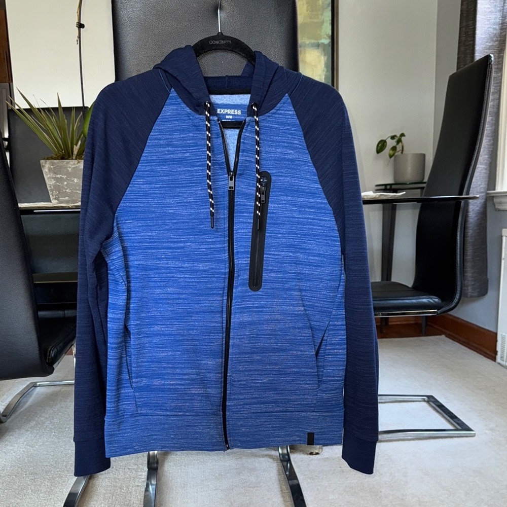 Blue and Black Zip-Up Hoodie NWOT
